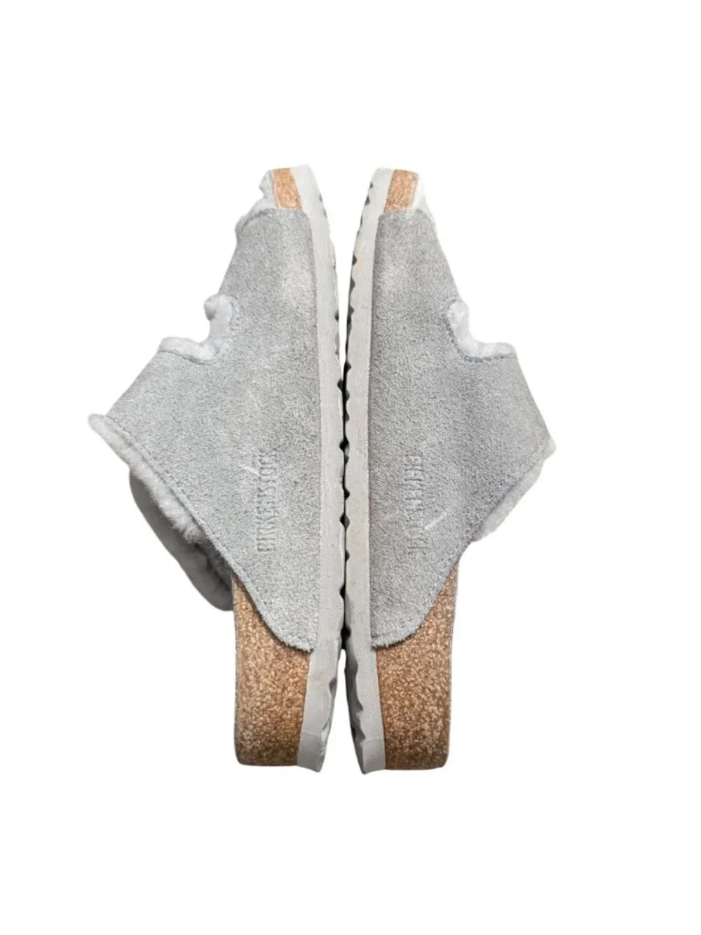 Birkenstock Arizona Shearling Suede Gray Sandals Womens Size 9
